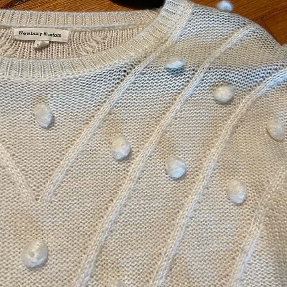 Cream Pom Pom Balloon Sleeve Sweater - Picture 2 of 6